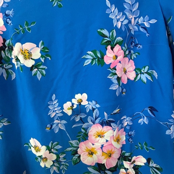 NWOT Ann Taylor Blue with Pink Flower Print Shift Dress Size 6 - Picture 3 of 5
